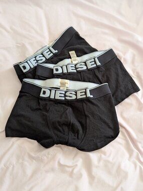 Diesel Black Logo Waistband Boxer Briefs 3-Pack S